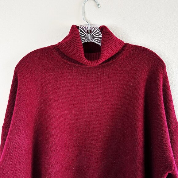 Nordstrom Wool & Cashmere Turtleneck Sweater Burgundy Large NEW - Picture 3 of 11